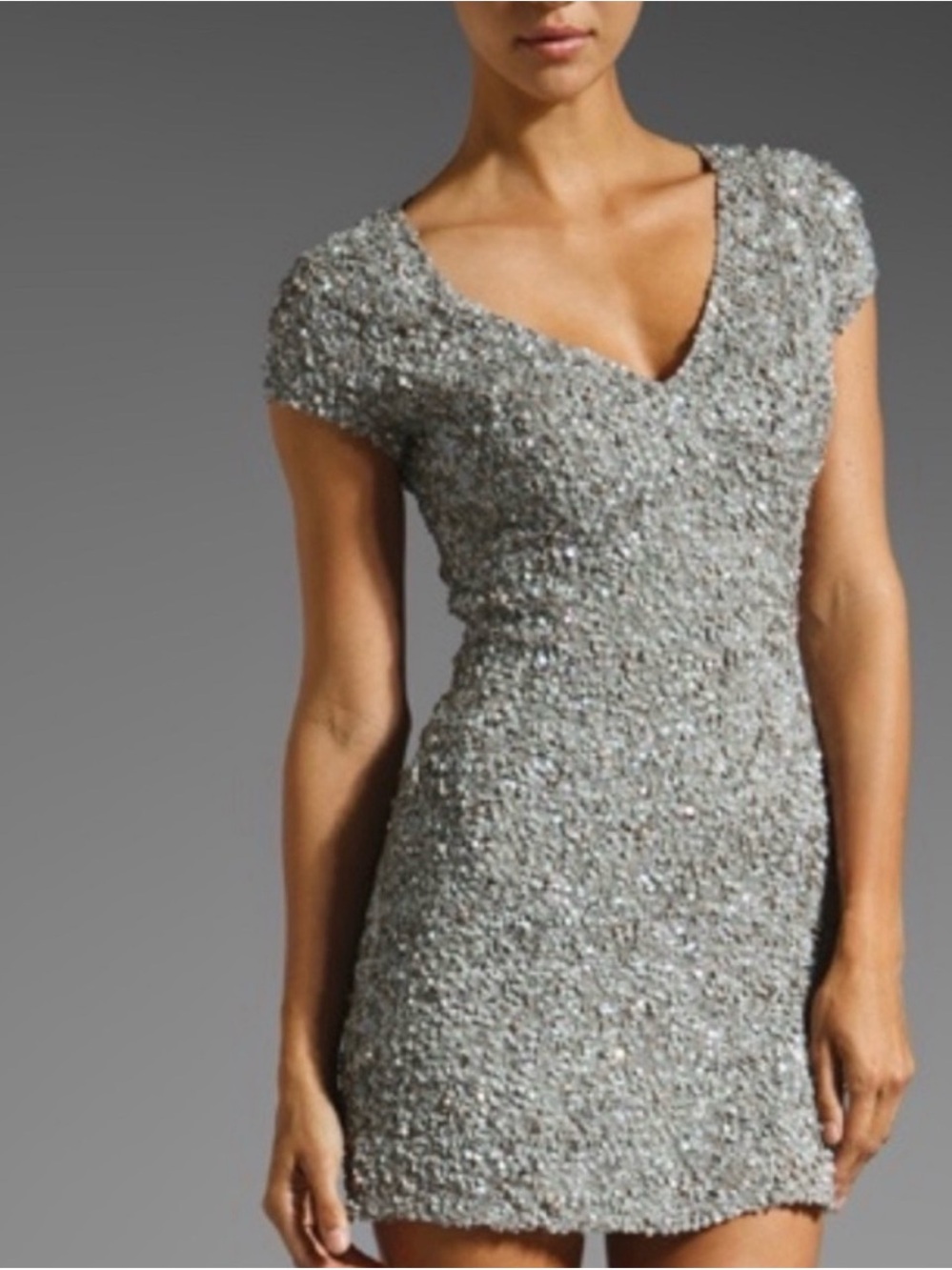Parker Serena sequin dress Grey silver with an iridescent accent.  Size XS